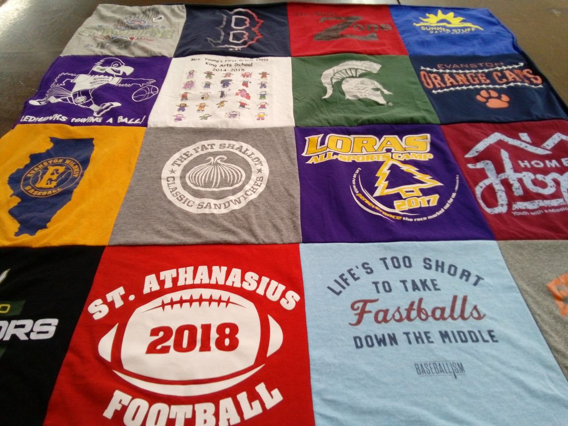 T-shirt quilt featuring st. athanasius football team by Cindy from IL
