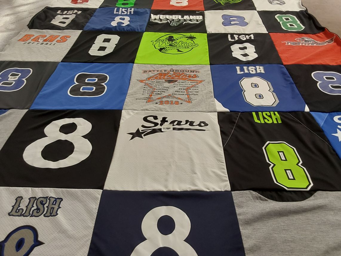 T-shirt quilt from battle ground high school by Jennifer from WA
