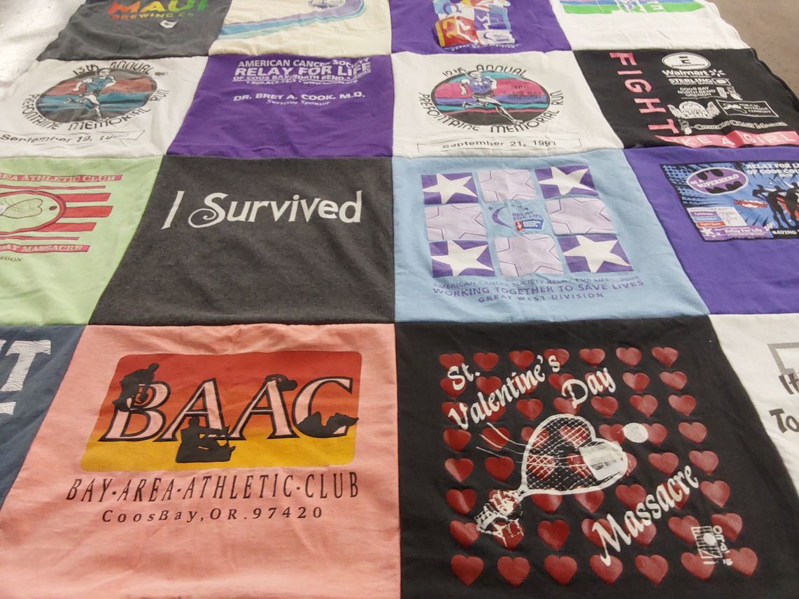 T-shirt quilt with charity, health themes by Pamela from OR