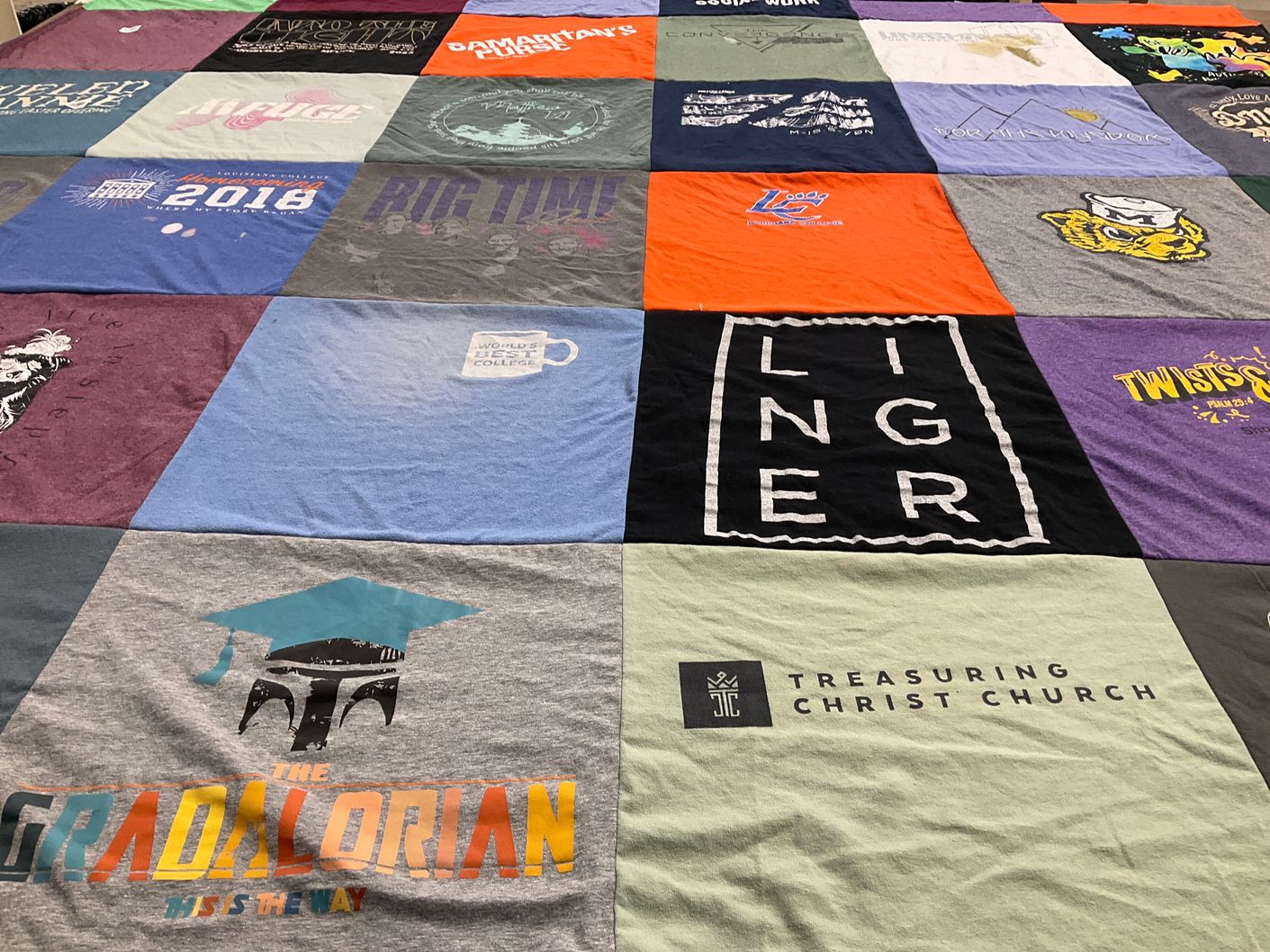 T-shirt quilt from world's oldest college by Ruth from FL