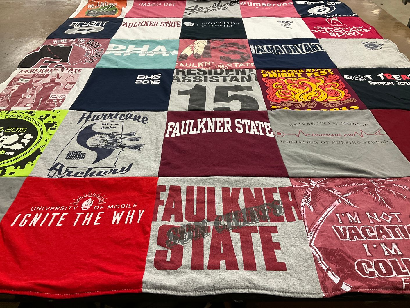 T-shirt quilt from faulkner state university, university of mobile by Kyle from AL