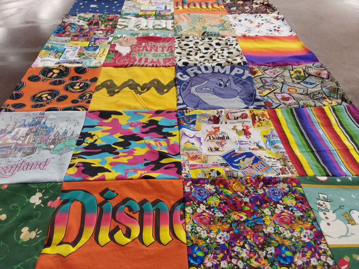 T-shirt quilt with disney, animation themes by Corina from CA