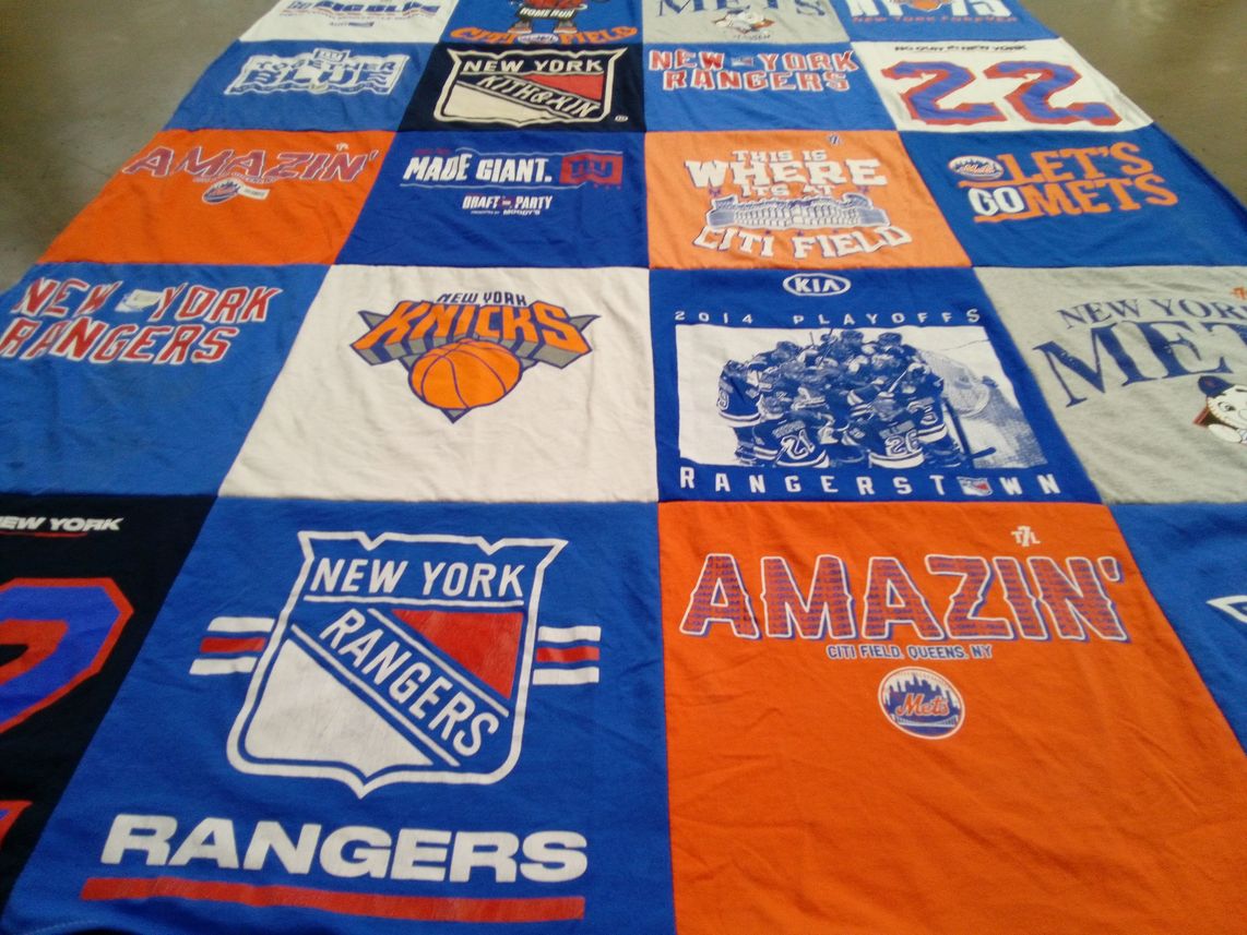 T-shirt quilt featuring new york rangers, new york knicks by Leon from NY