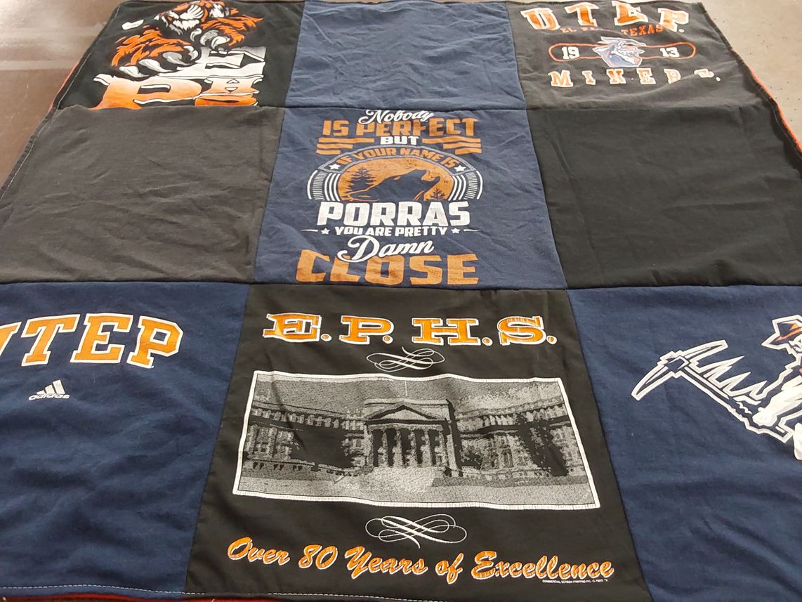 T-shirt quilt featuring utep miners by Gloria from TX