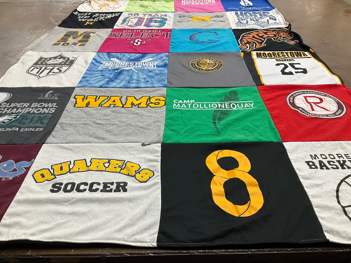 T-shirt quilt featuring moorestown quakers by Caryn from NJ
