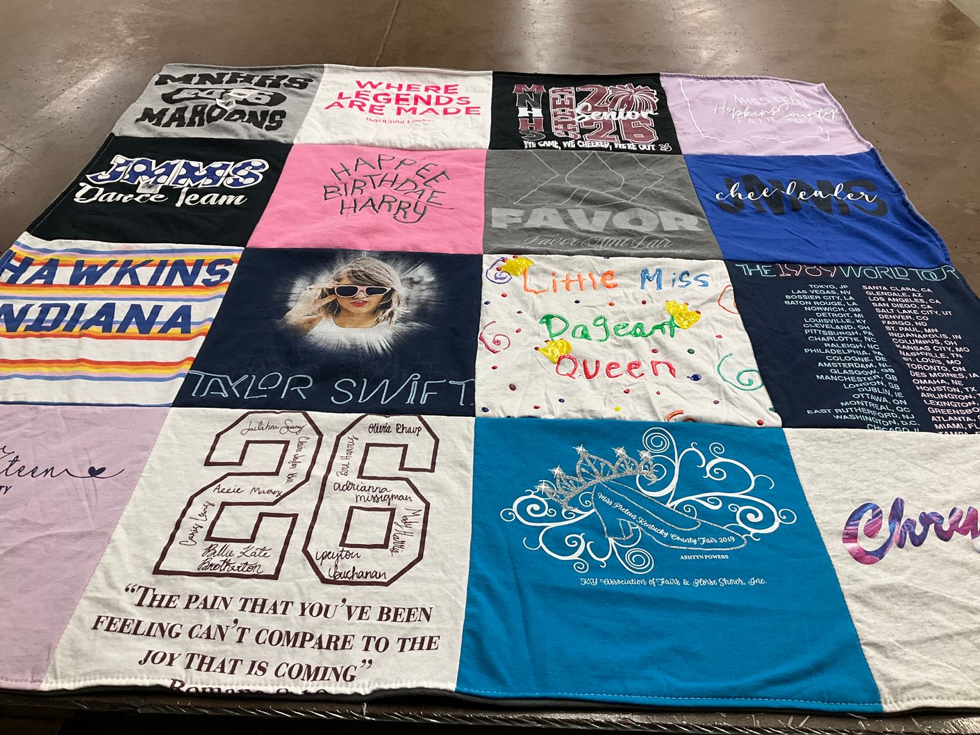 T-shirt quilt from marion high school, jmms by Mandy from KY