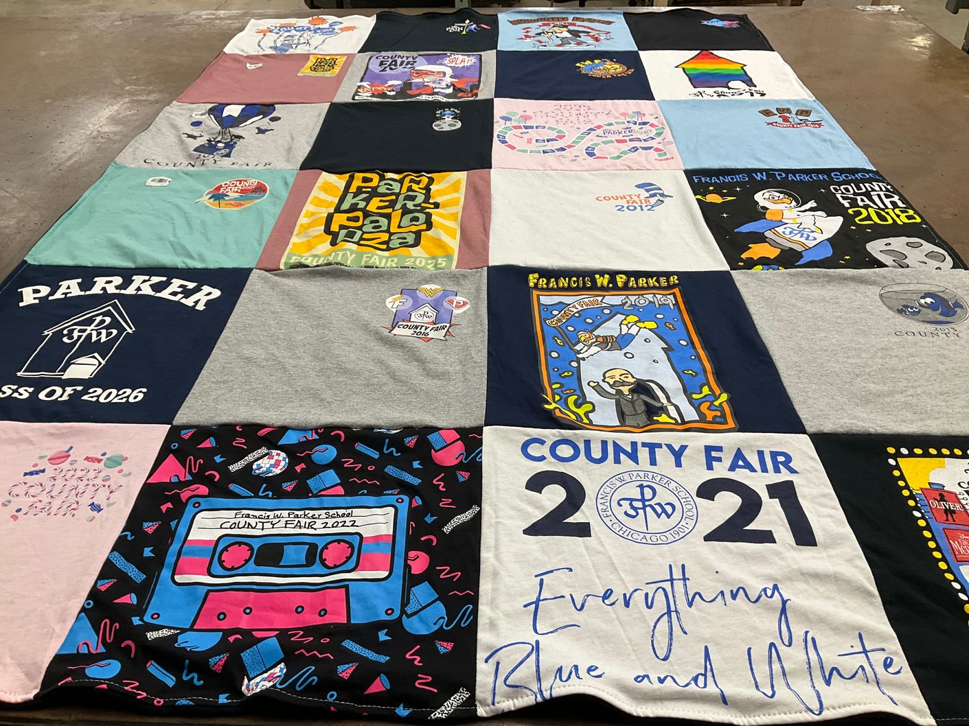 T-shirt quilt from francis w. parker school by Majrorie from IL