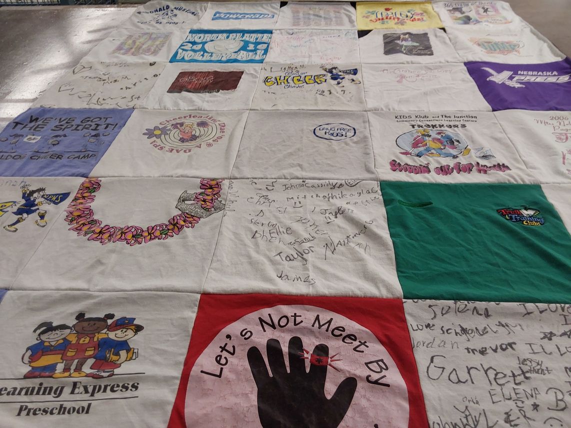 T-shirt quilt featuring northern platte volleyball, northern platte youth soccer by Nan from NE