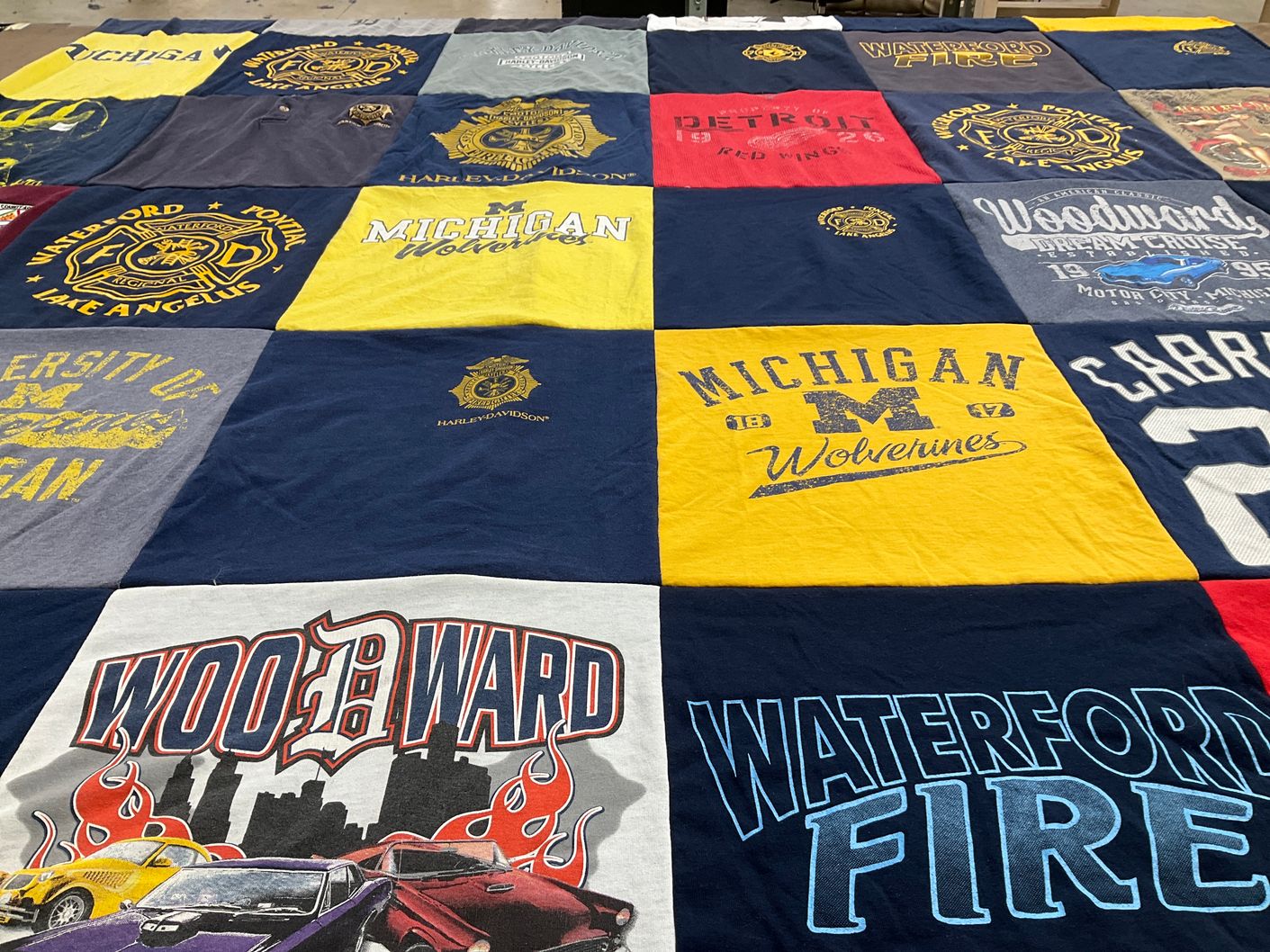 T-shirt quilt featuring michigan wolverines by Amy from MI