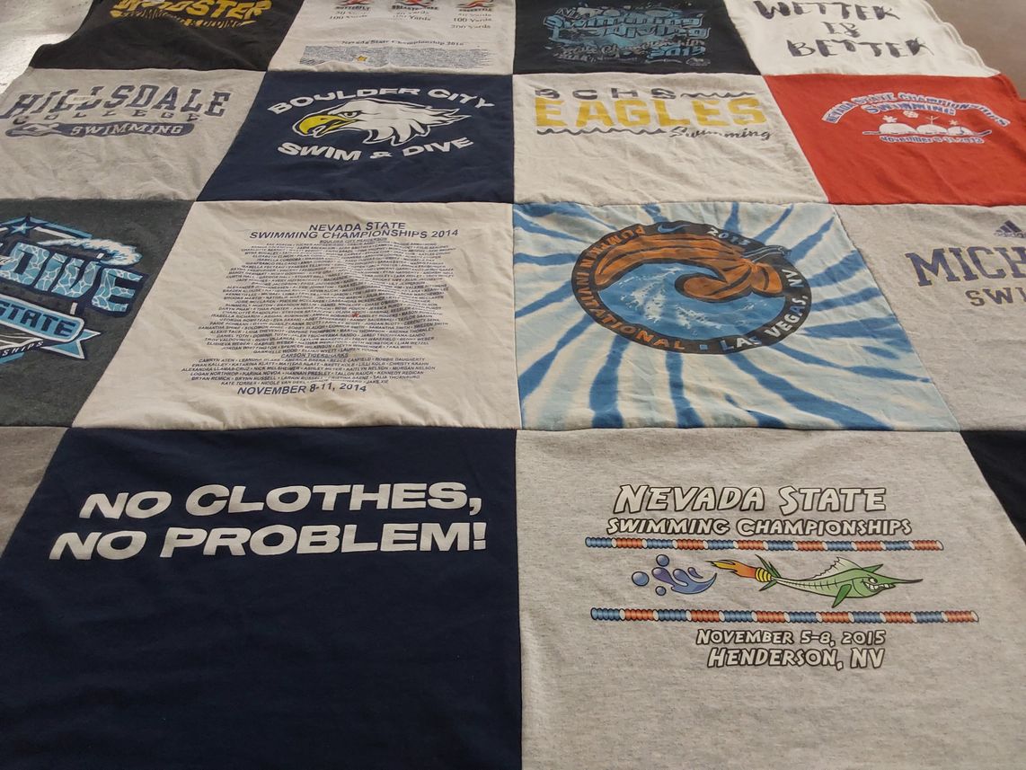 T-shirt quilt from hillsdale college, boulder city high school by Annaliese from NV