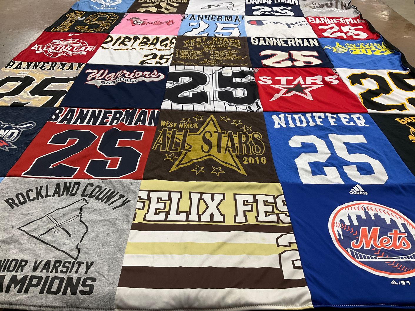 T-shirt quilt featuring rockland county junior varsity baseball, bannerman baseball team by Rebecca from NY