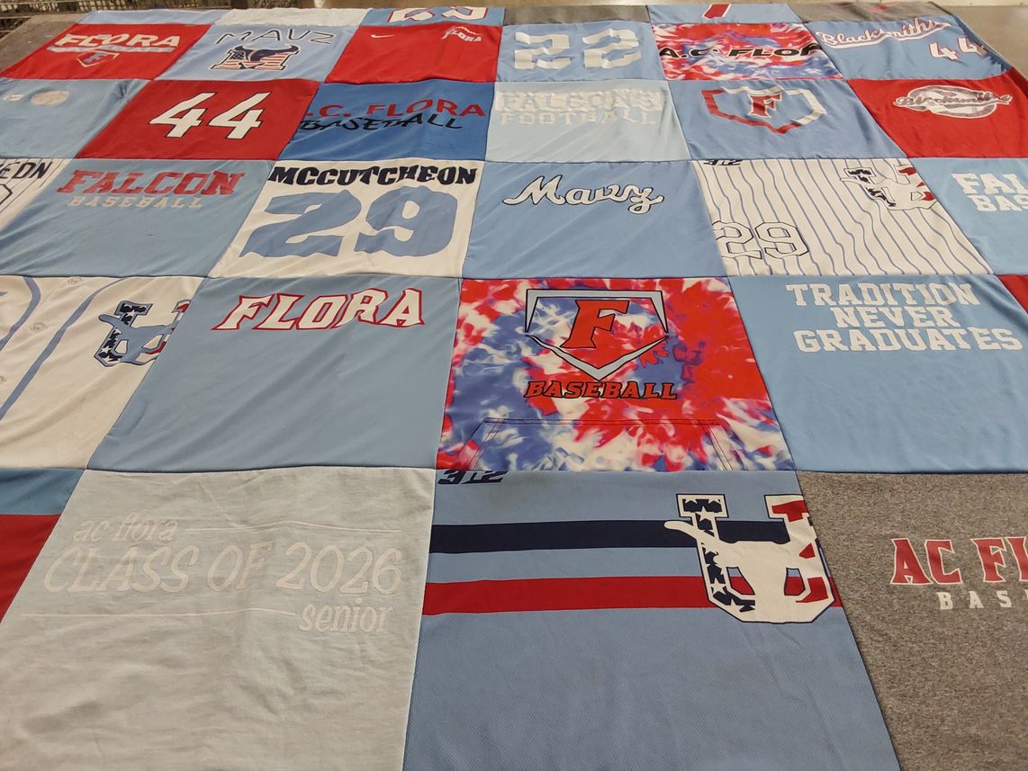 T-shirt quilt featuring falcon baseball by Monica from SC