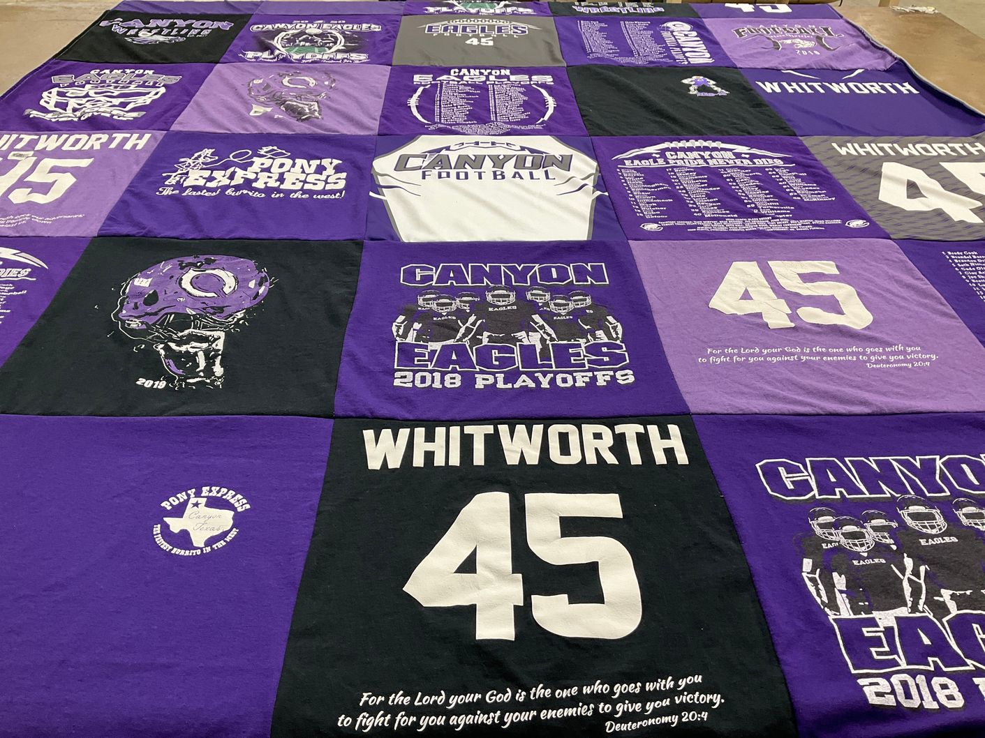 T-shirt quilt featuring canyon eagles football by Bette from TX