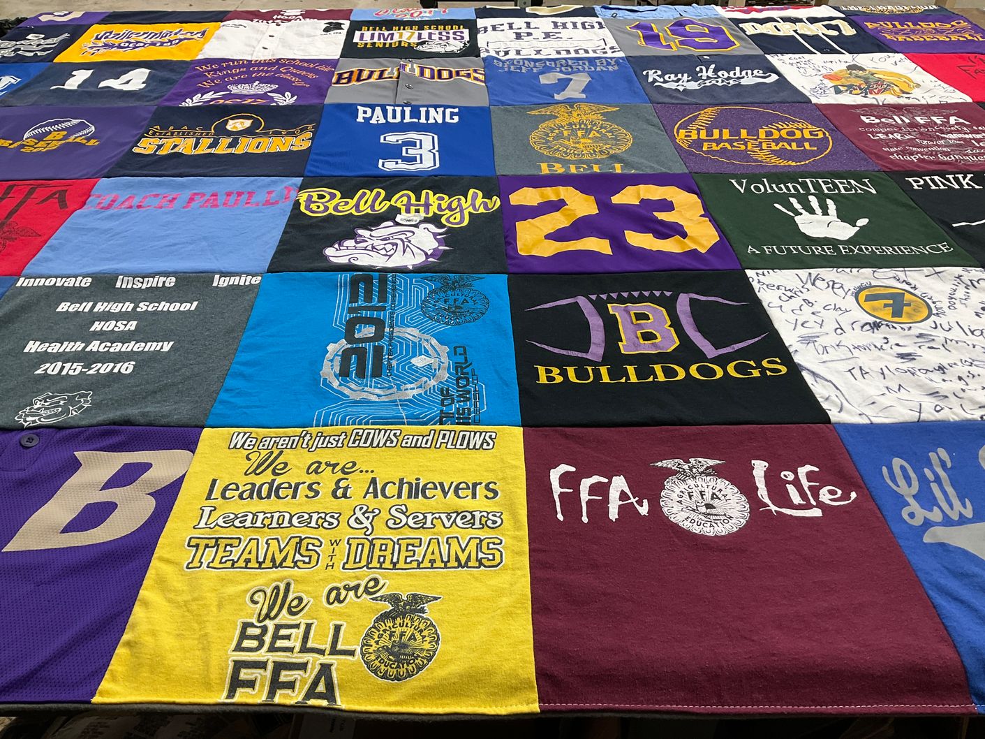 T-shirt quilt featuring bulldogs by Kelley from FL