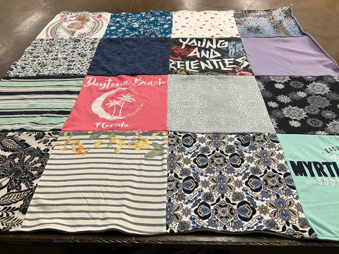 T-shirt quilt with beach, florida themes by Paula from OH