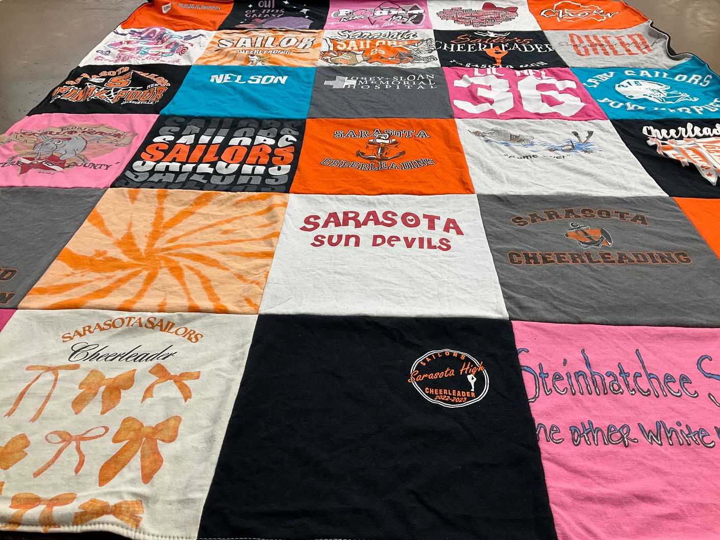 T-shirt quilt featuring sarasota sailors, sarasota sun devils by Kim from FL