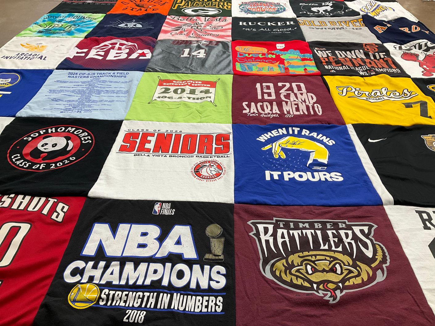 T-shirt quilt featuring timber rattlers by Wendy from CA