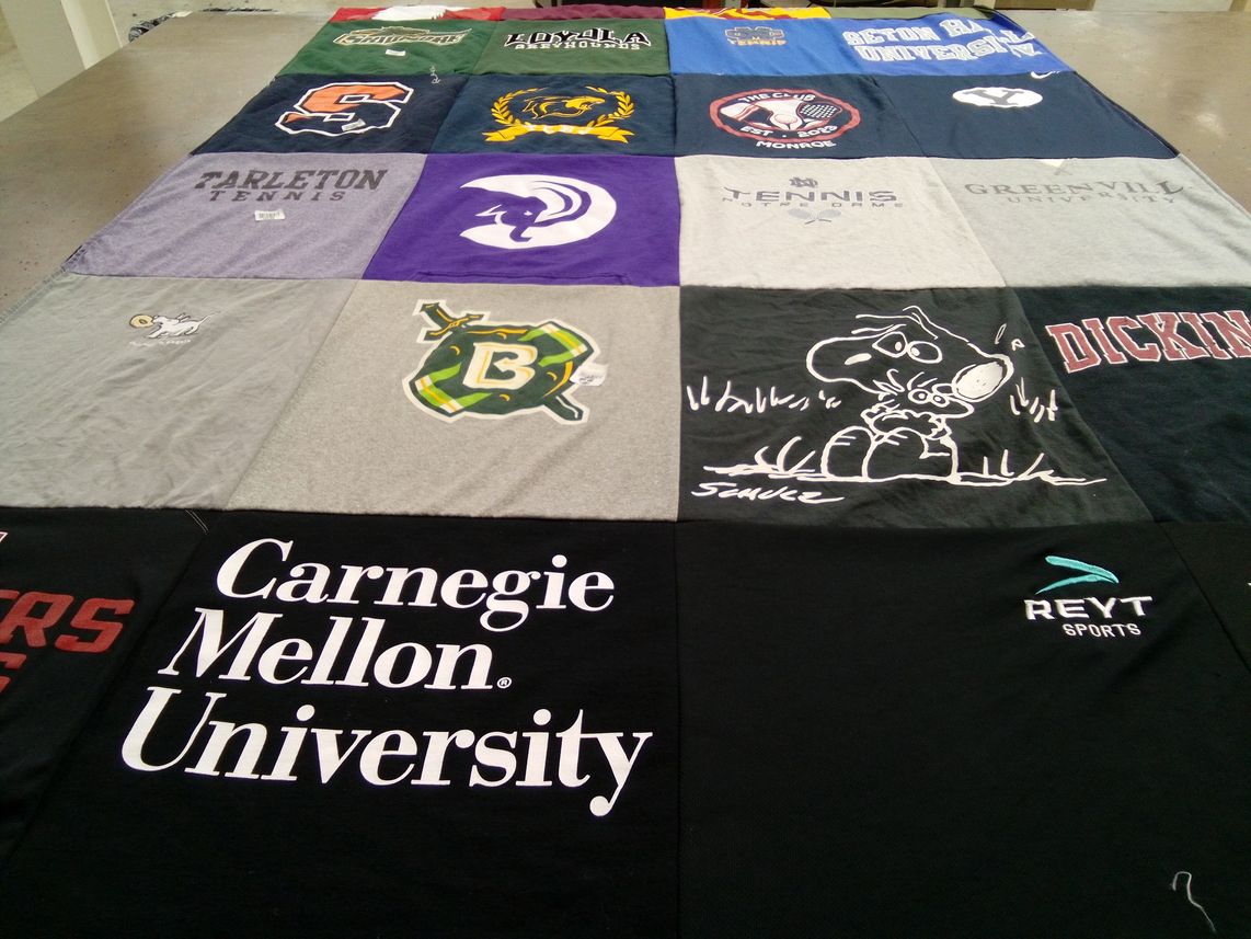 T-shirt quilt from carnegie mellon university, tarleton state university by Rene from NJ