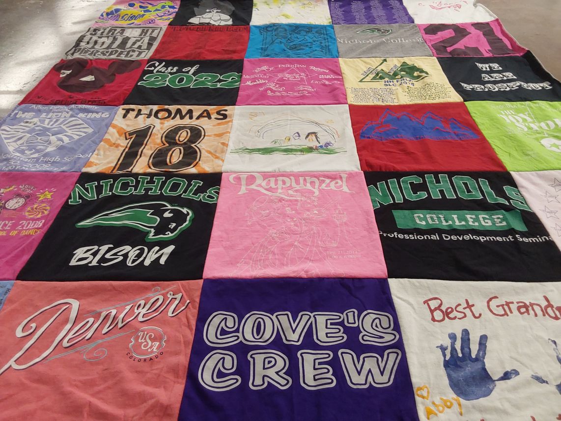 T-shirt quilt from nichols college by Abigail from CO