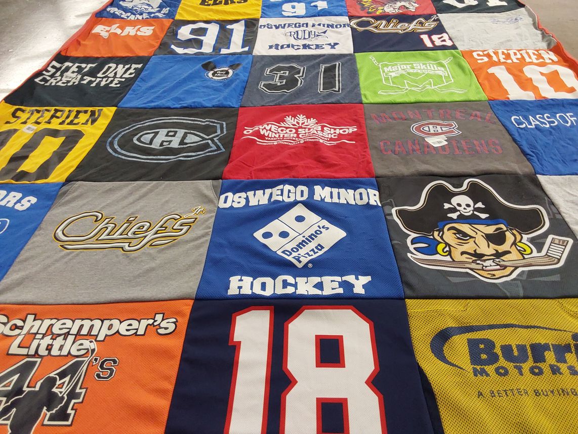 T-shirt quilt featuring montreal canadiens, oswego chiefs by christine from NY
