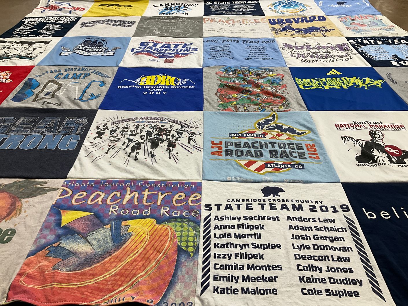T-shirt quilt featuring cambridge cross country team by Brad from GA