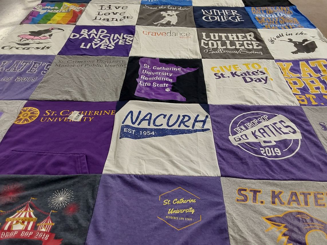 T-shirt quilt featuring st. catherine university, luther college by Jessica from MN