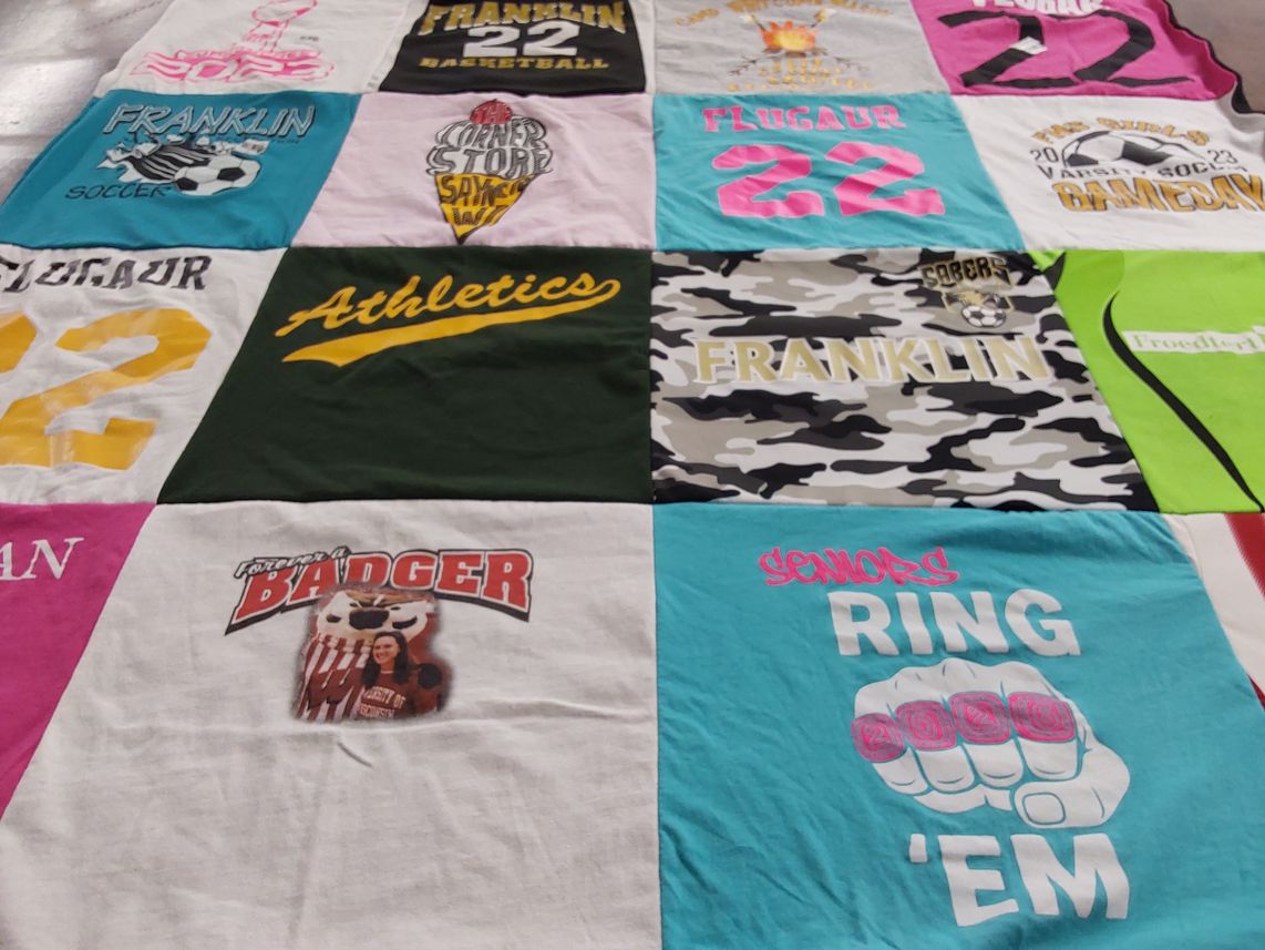 T-shirt quilt featuring franklin high school soccer, franklin high school basketball by Kelly from WI