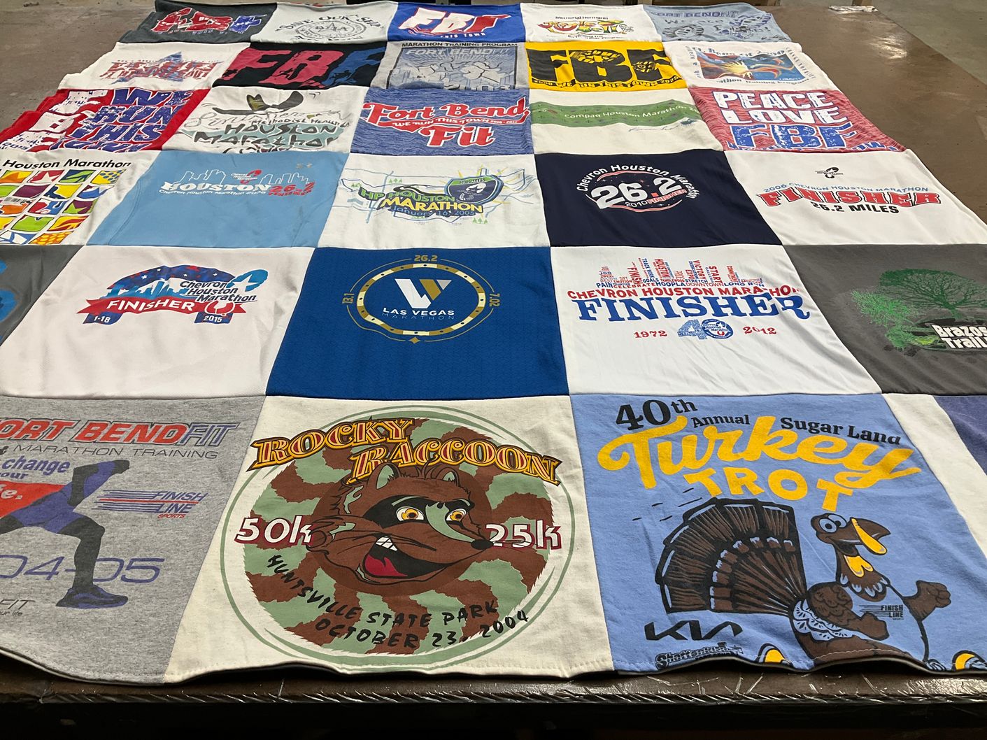 T-shirt quilt with running, marathons themes by Terrie from TX