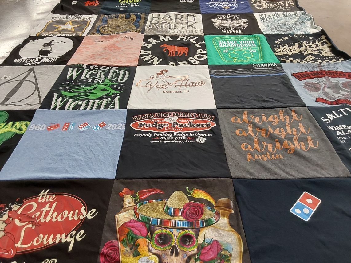 T-shirt quilt with music, festivals themes by SherryAnn from WI