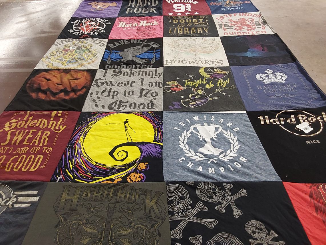 T-shirt quilt from hogwarts school of witchcraft and wizardry by Amber from MI