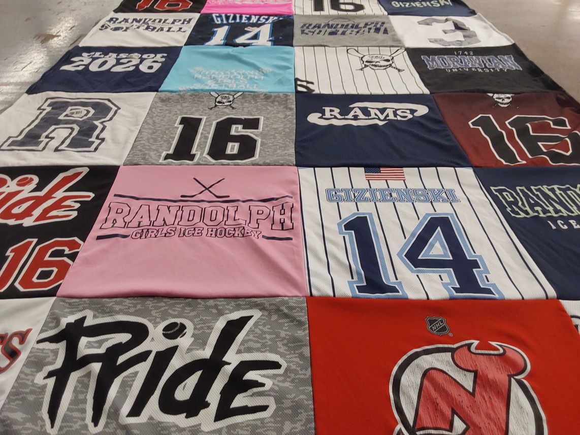 T-shirt quilt featuring randolph girls ice hockey, randolph rams by Christina from NJ
