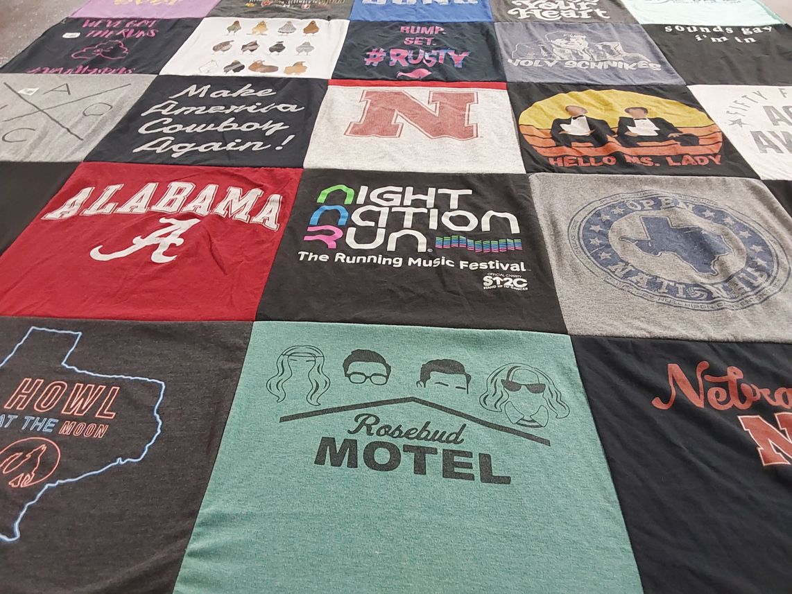 T-shirt quilt from university of alabama, university of nebraska by Brianne from NY
