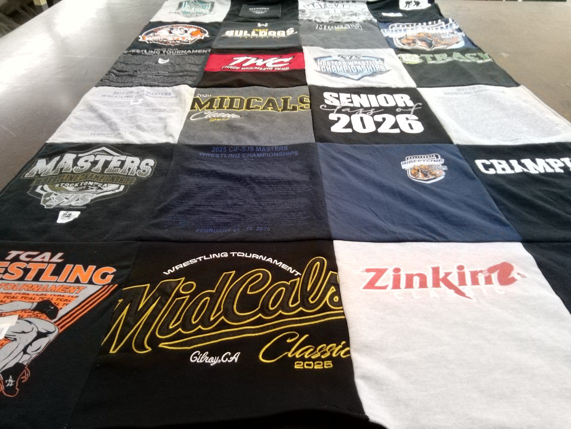 T-shirt quilt featuring gilroy high school wrestling team by Holly from CA
