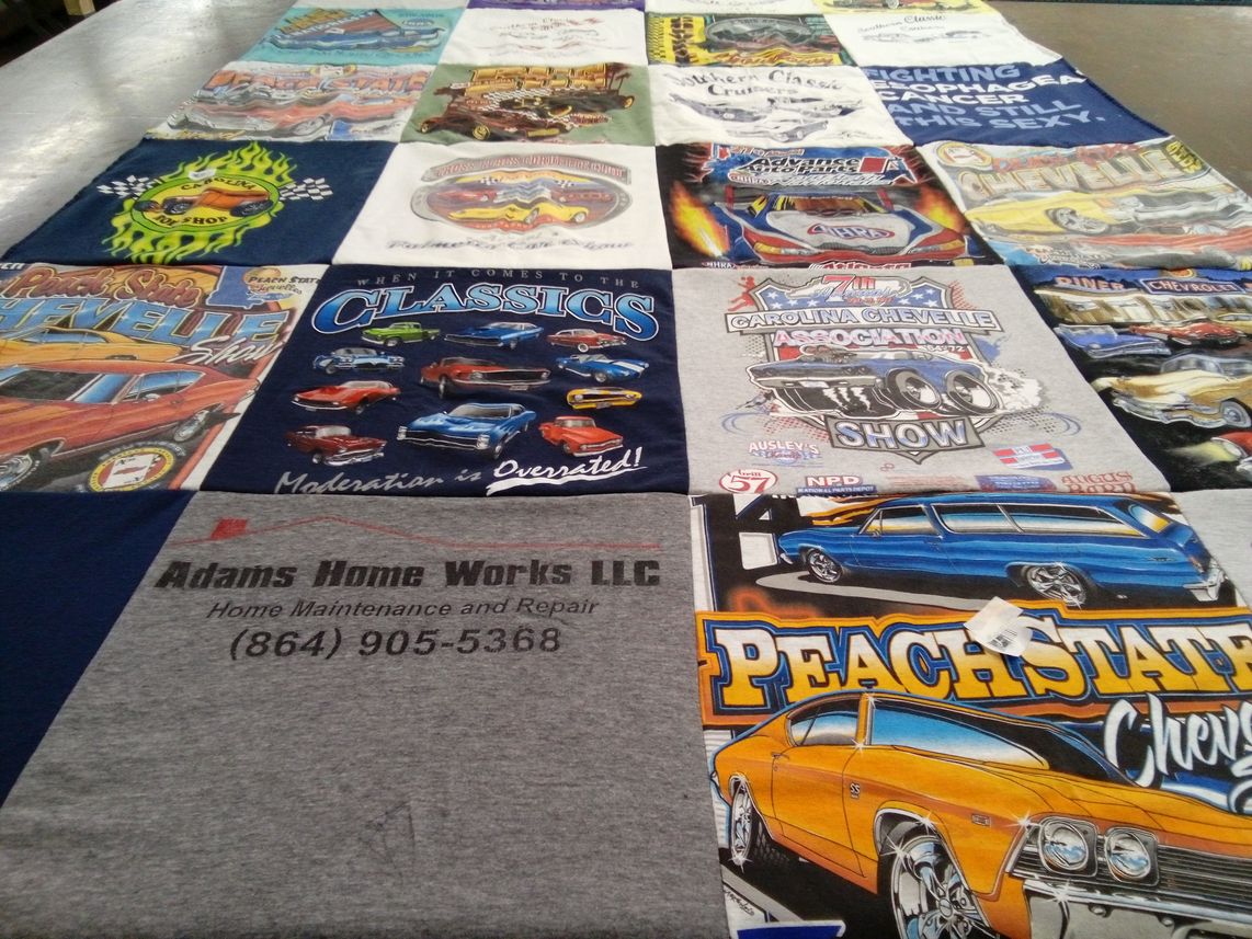 T-shirt quilt with classic cars, car shows themes by Cheryll from SC