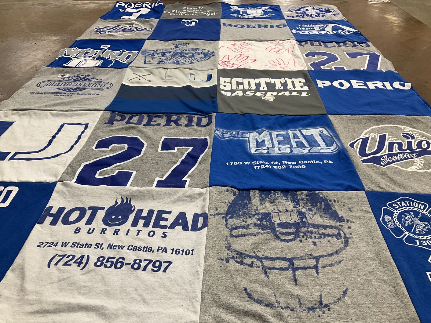 T-shirt quilt featuring union scotties football by Leah from PA