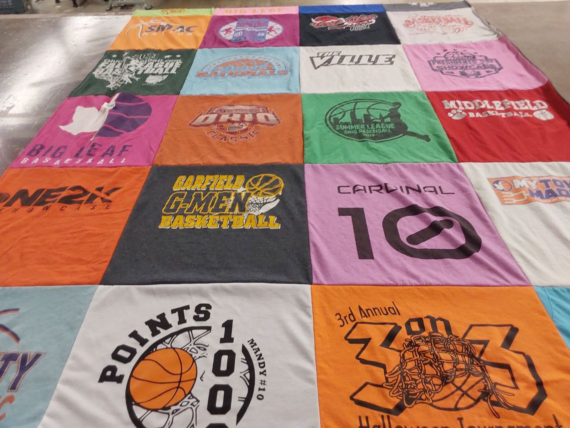 T-shirt quilt with basketball themes by Melissa from OH