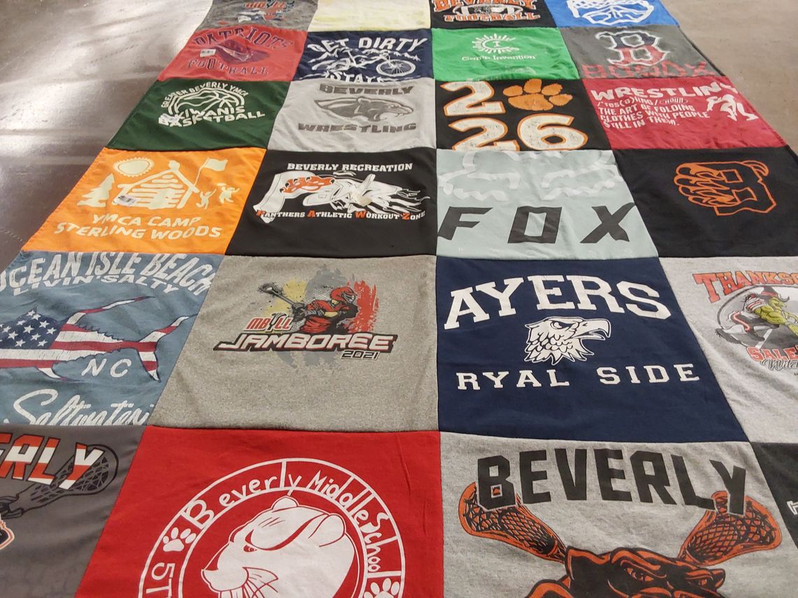 T-shirt quilt featuring beverly panthers by Kelly from MA