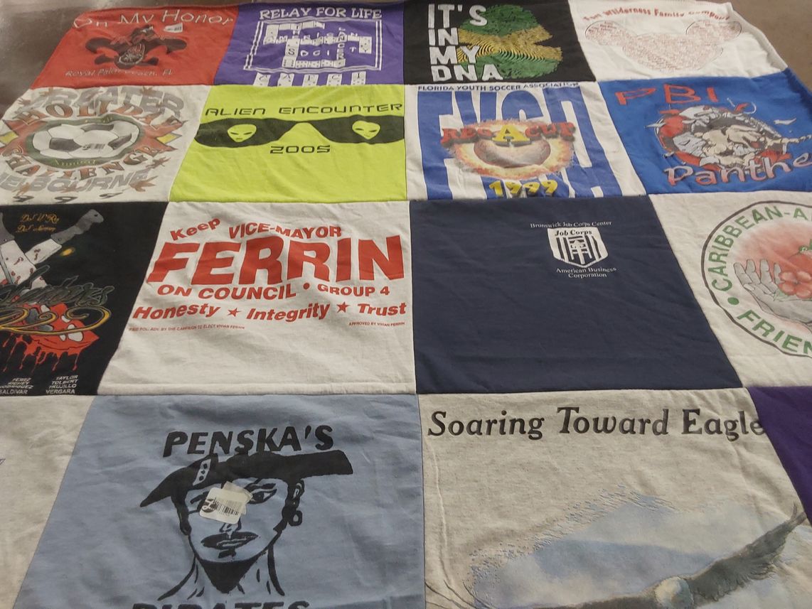 T-shirt quilt with soccer themes by Rhonda from FL