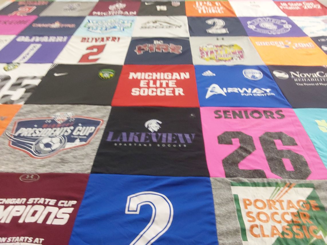 T-shirt quilt featuring lakeview spartans soccer by Jessi from MI