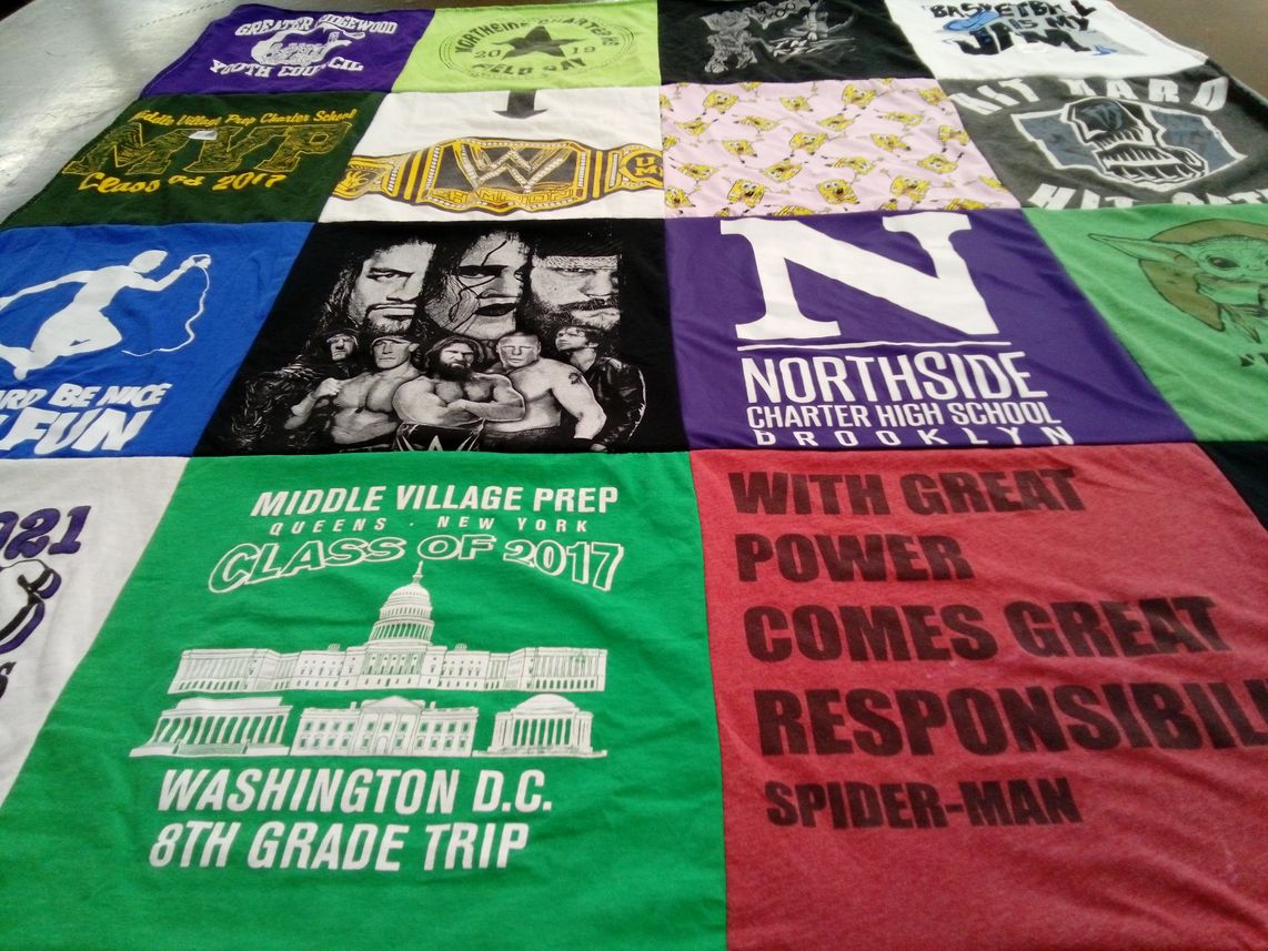 T-shirt quilt from middle village prep charter school, northside charter high school brooklyn by Nydia from NY