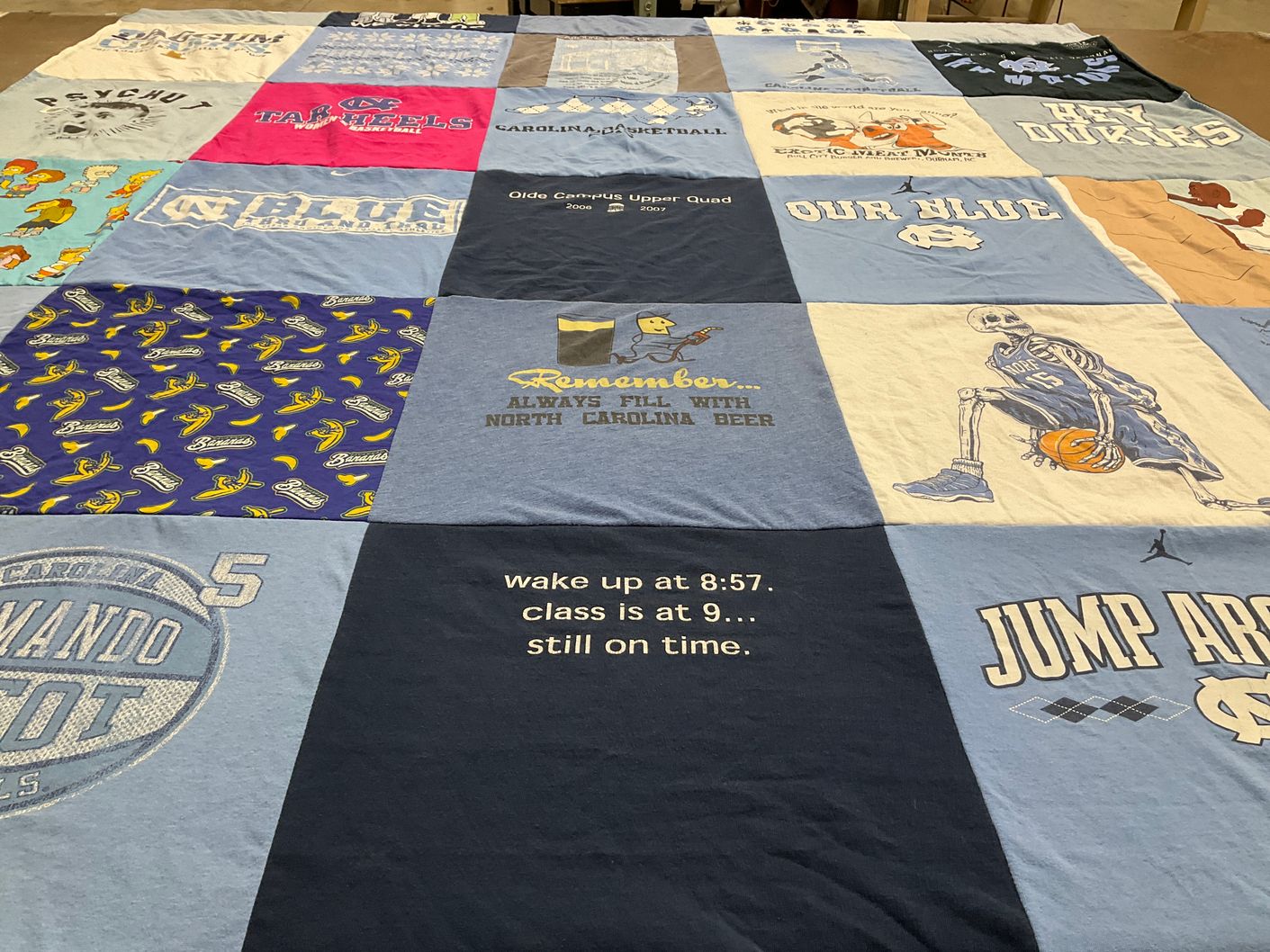 T-shirt quilt featuring north carolina tar heels men's basketball by Kristen from NC