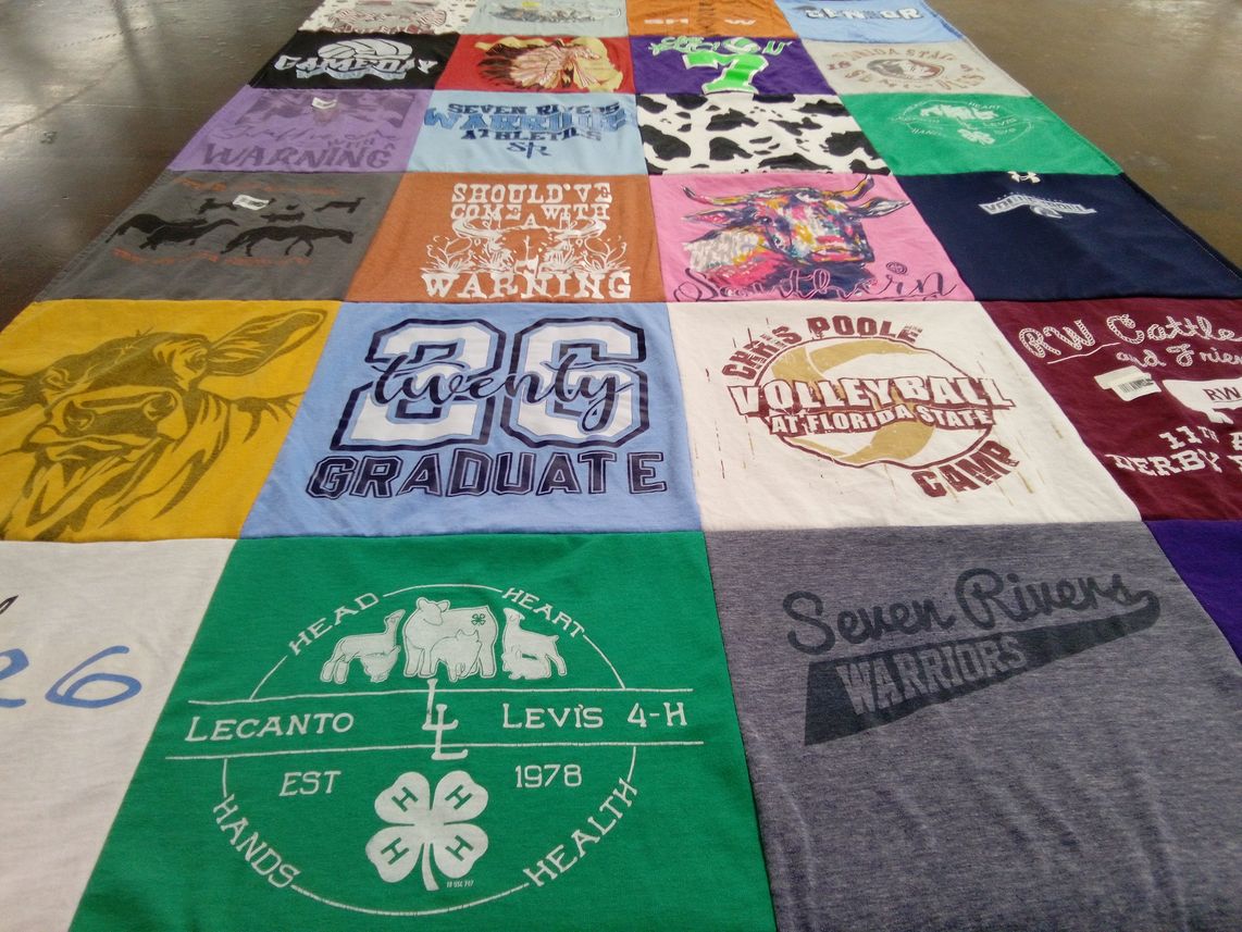 T-shirt quilt from florida state university, seven rivers christian school by Valerie from FL