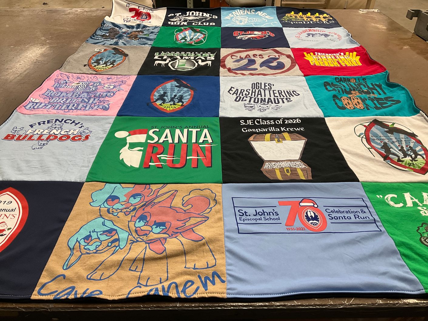 T-shirt quilt from st john's episcopal school by Kim from FL