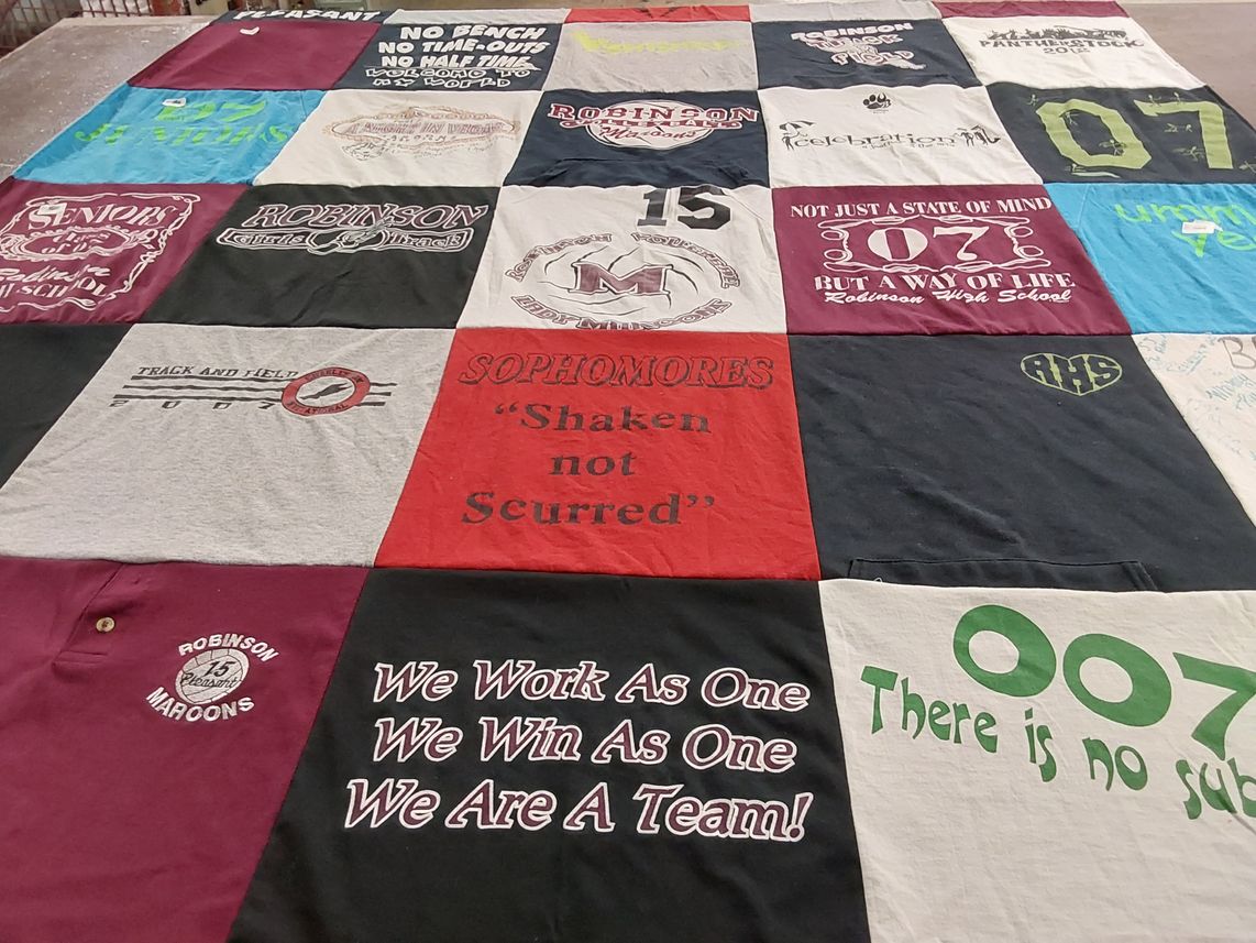 T-shirt quilt featuring robinson maroons by Robin from MD