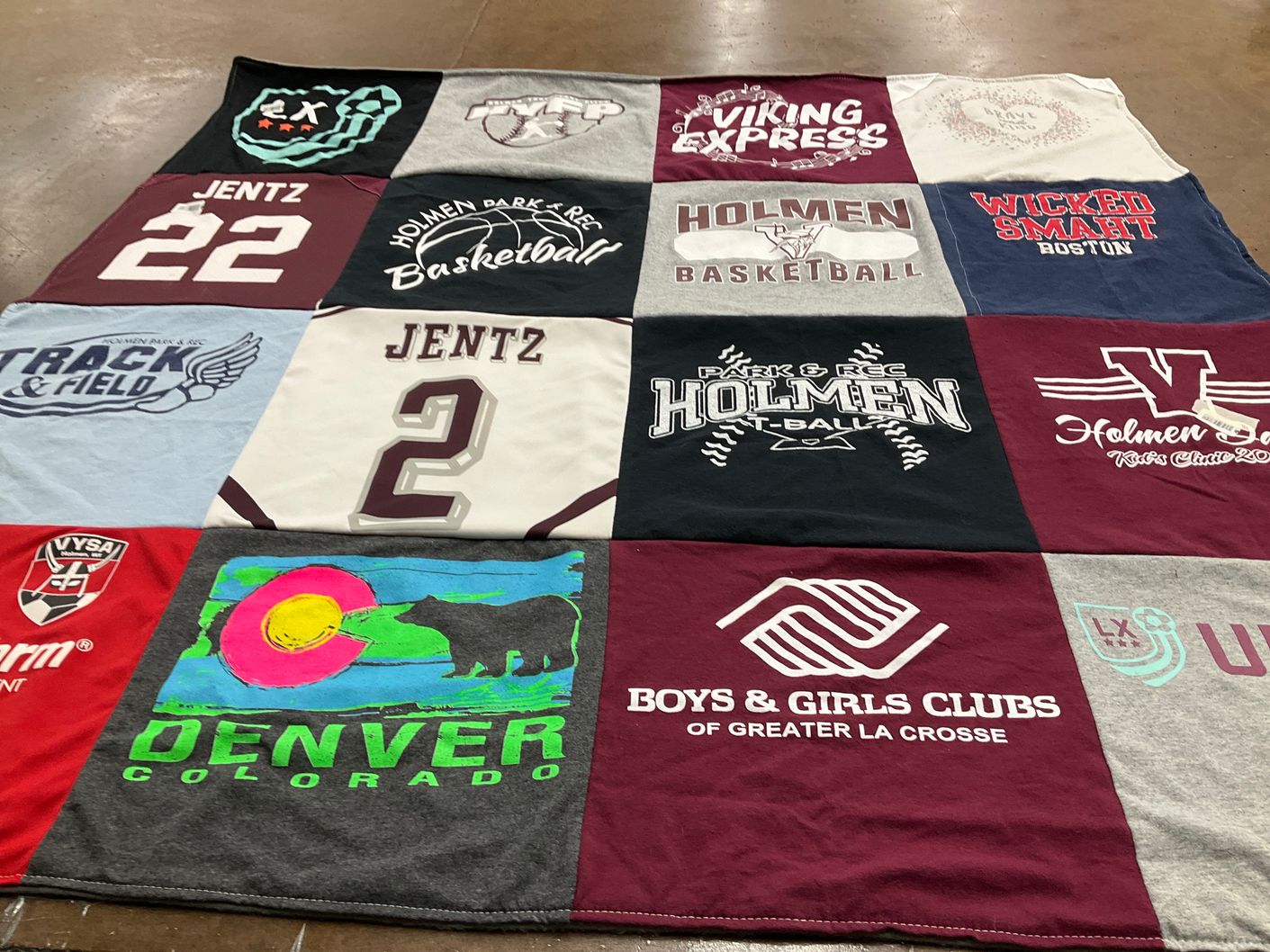 T-shirt quilt from holmen high school by Kerri from WI