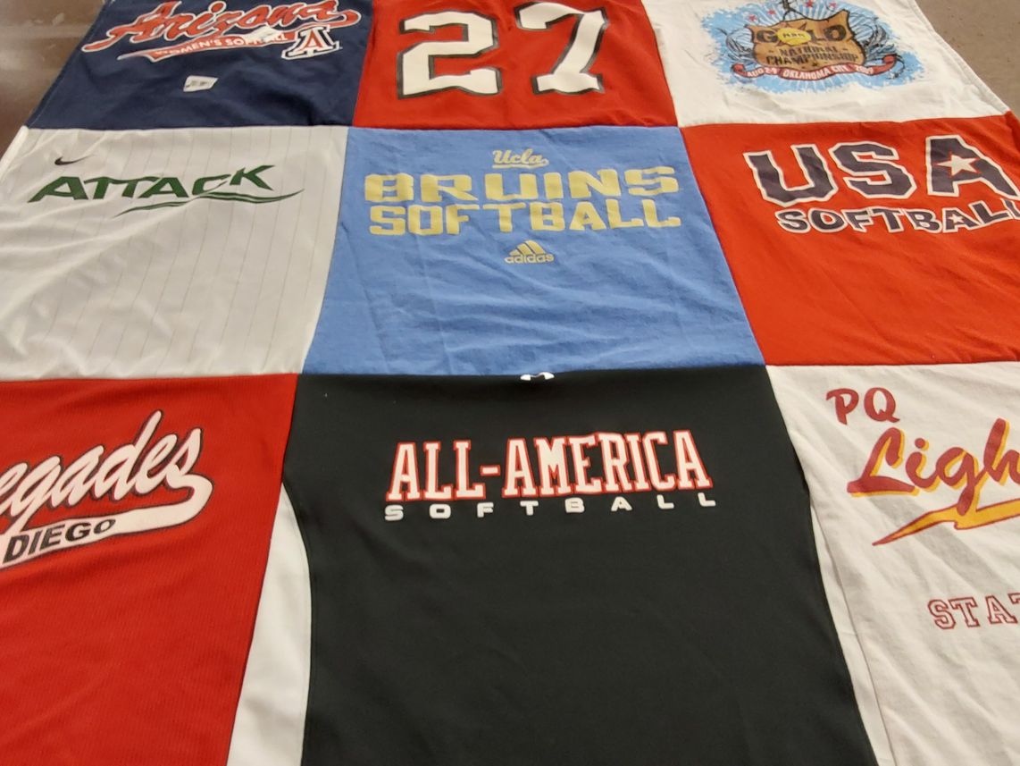 T-shirt quilt from university of arizona, university of california los angeles by Kellie from IL