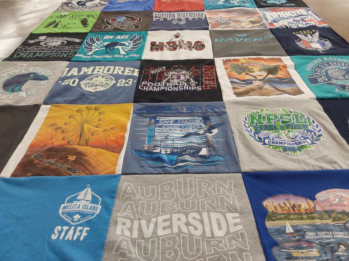 T-shirt quilt featuring auburn ravens by Chelsea from WA
