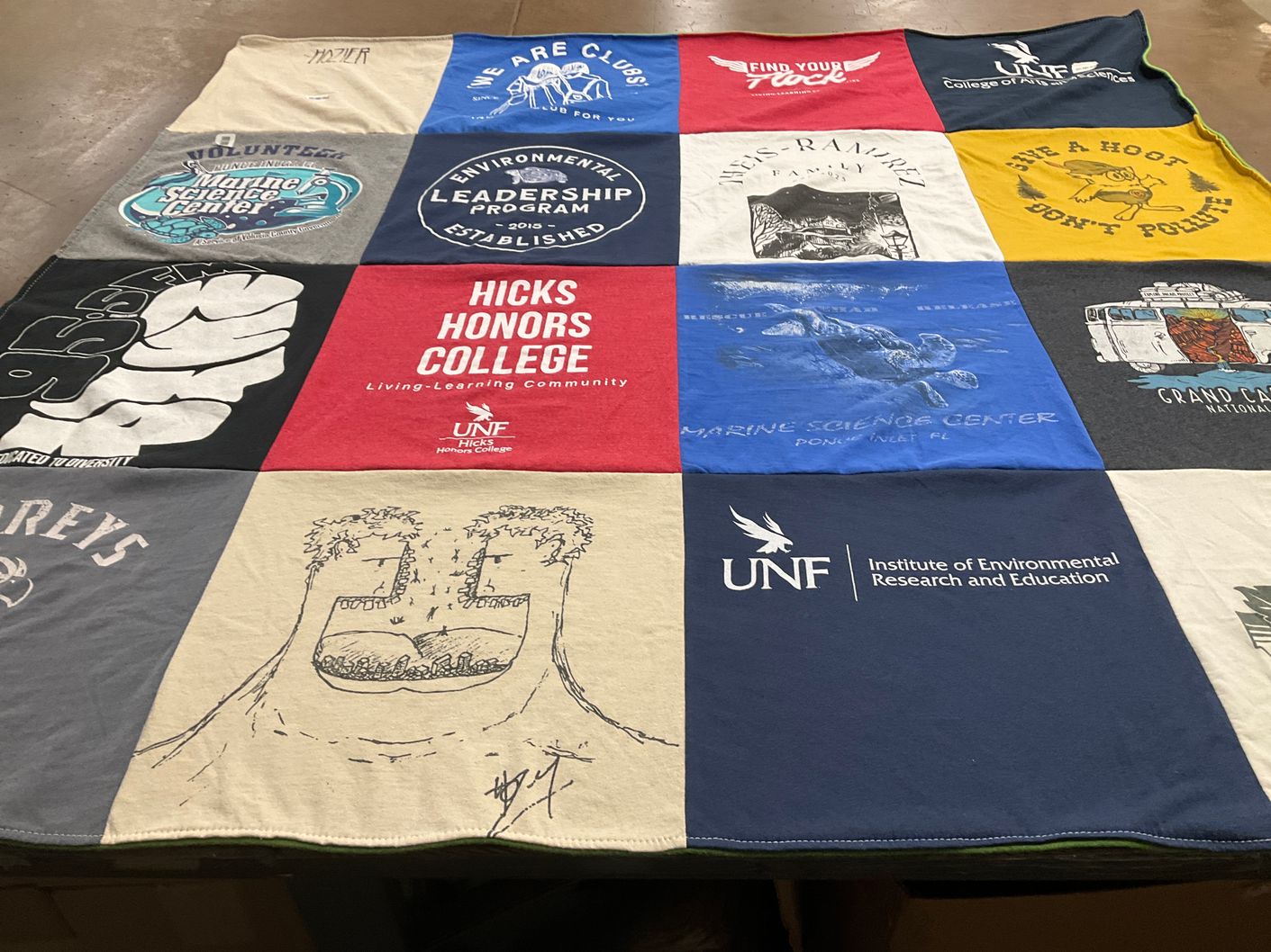 T-shirt quilt from university of north florida by Carla from FL