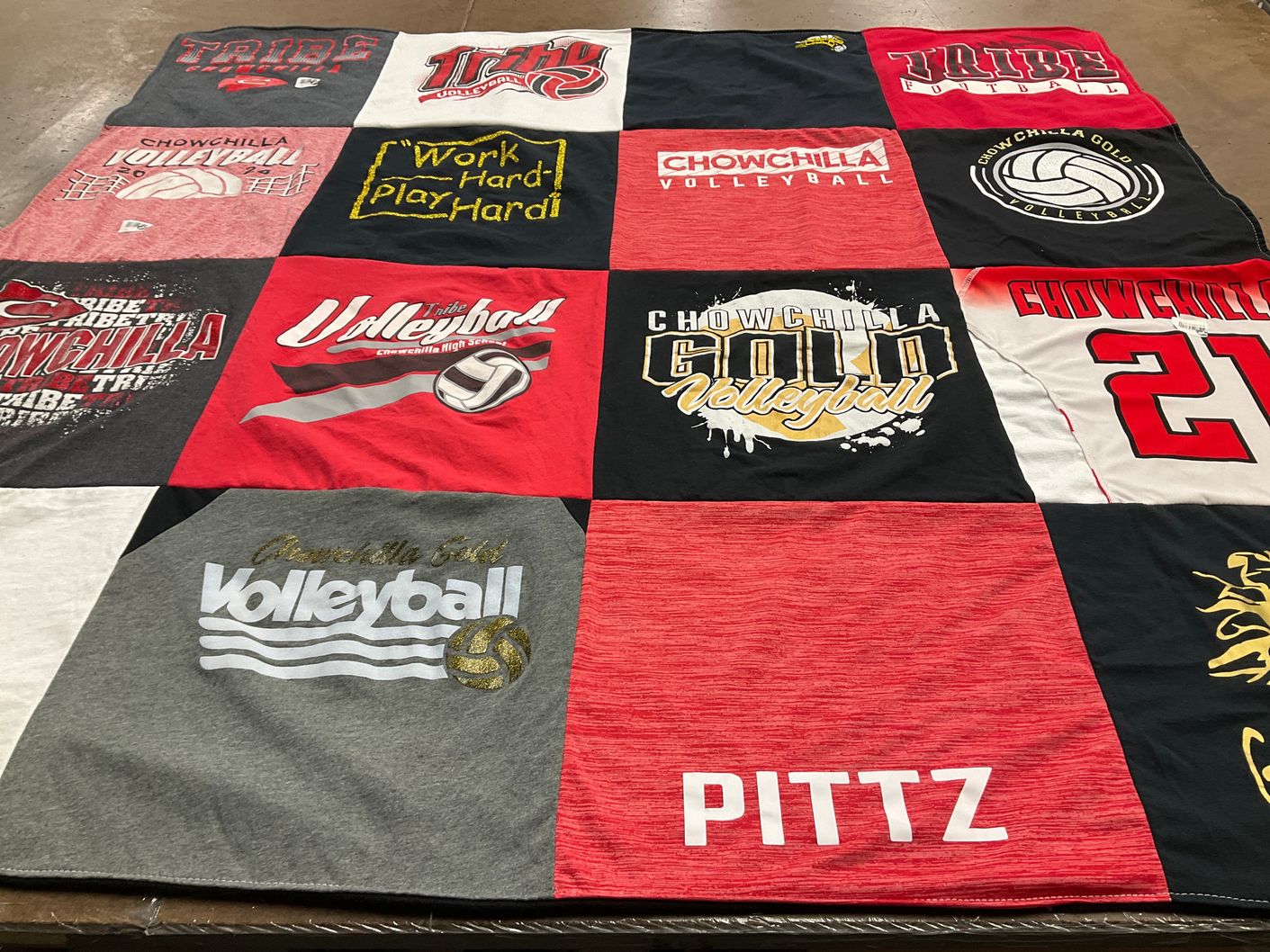 T-shirt quilt featuring chowchilla volleyball team, chowchilla tribe football team by Trishanna from CA