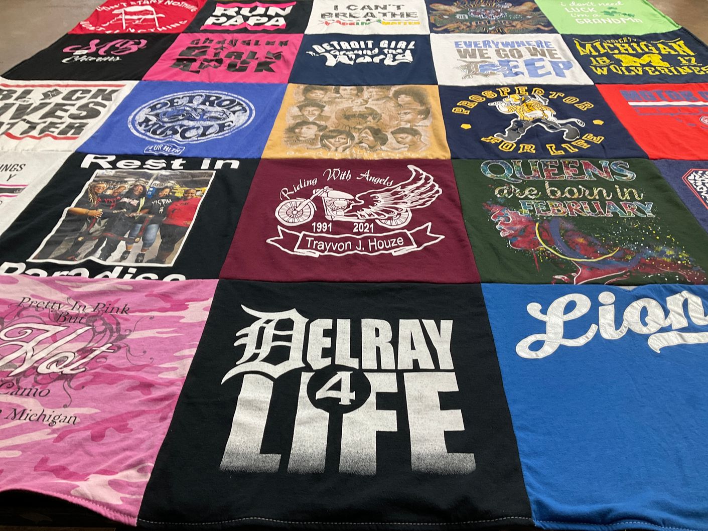T-shirt quilt featuring detroit lions by Marsha from MI